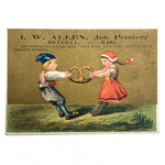 I.W. Allen Job Printer, Beverly MA, Victorian Era Trade Card