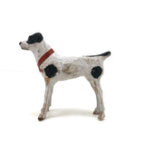 Sweet Old Composition over Wood Hand-painted Terrier with Red Ribbon