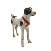 Sweet Old Composition over Wood Hand-painted Terrier with Red Ribbon