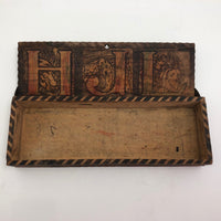 Monogrammed Vintage Wooden Animal Themed Pencil Box