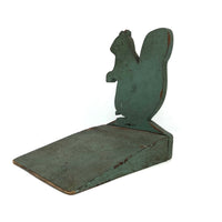 Wonderful Folk Art Squirrel Doorstop in Gorgeously Alligatored Green Paint