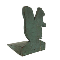 Wonderful Folk Art Squirrel Doorstop in Gorgeously Alligatored Green Paint