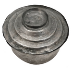 Hand-Hammered Lidded Round Tin Cooking and Serving Dish