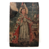 Wonderful Early Spanish Colonial Retablo Painting on Wood