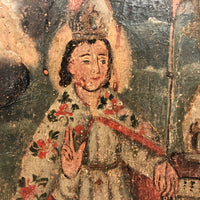 Wonderful Early Spanish Colonial Retablo Painting on Wood