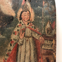 Wonderful Early Spanish Colonial Retablo Painting on Wood