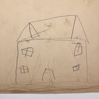 Double Sided Child's Drawing, House, Tiny House, Hus, Chickcke