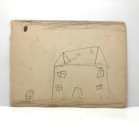 Double Sided Child's Drawing, House, Tiny House, Hus, Chickcke