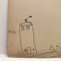 Double Sided Child's Drawing, House, Tiny House, Hus, Chickcke