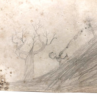 Edgar S. Yergason's 1859 Double Sided Drawing with Boy Shooting Squirrel