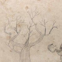 Edgar S. Yergason's 1859 Double Sided Drawing with Boy Shooting Squirrel