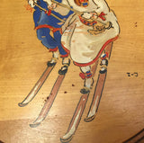 Swedish Hand-painted Wooden Plate with Skiing Couple